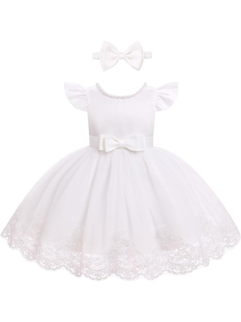 Adorable Toddler Flower Girl Dress with Pearl Lace & Tulle, Perfect for Weddings